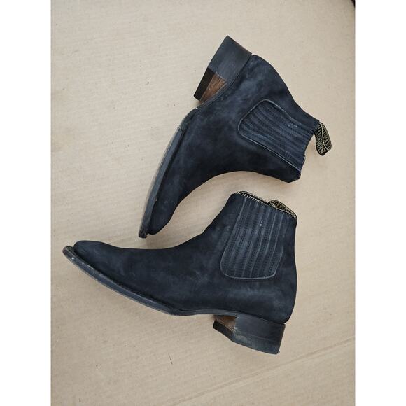 Semental Rancho Mens Black Western Chelsea Boots Leather Rodeo Square Toe 27.5 9